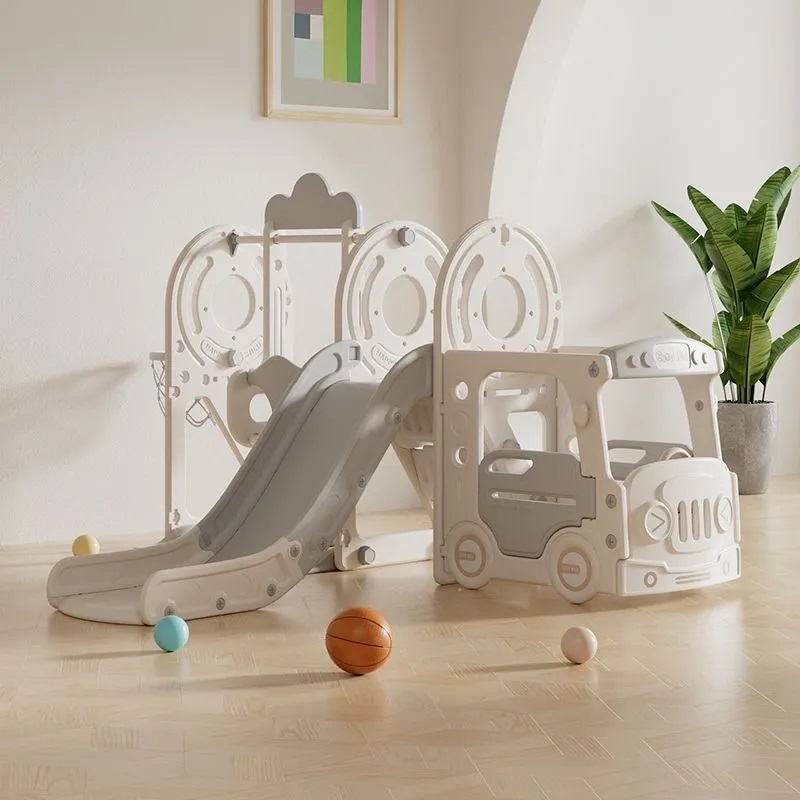 Фото Игровой комплекс с горкой и качелями Unix Kids Bus (Grey)