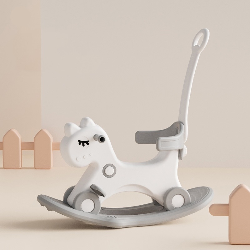 Фото Лошадка-качалка-беговел Unix Kids PPRHWHGRY Grey (с ручкой)