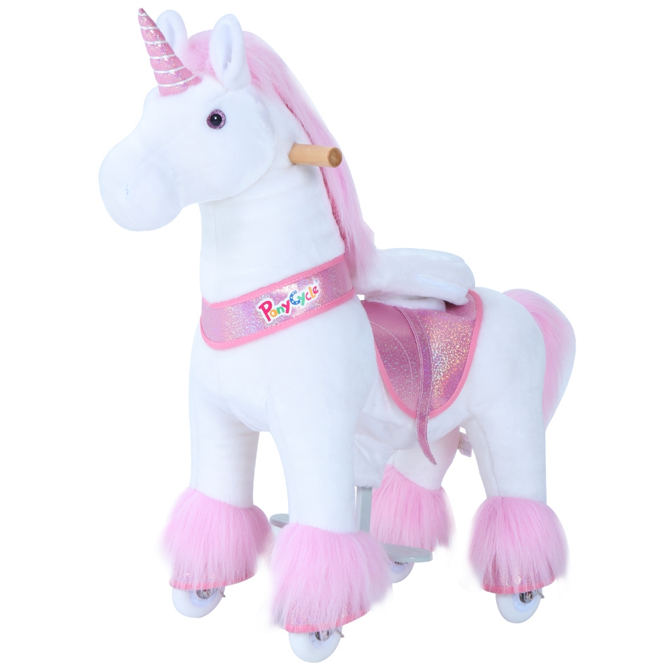 Фото Поницикл малый Ponycycle Единорог озвученный с ручным тормозом - розовый