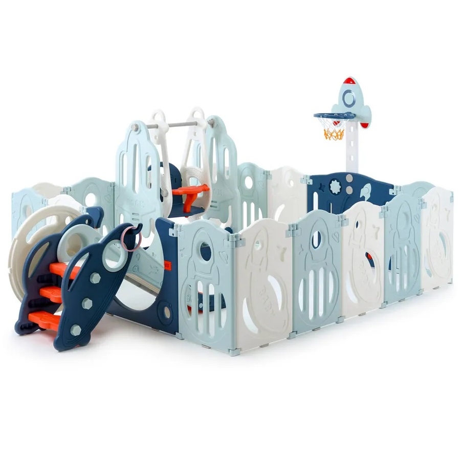 Фото Манеж Unix Kids Supreme Space 200x200 см с качелями - Blue