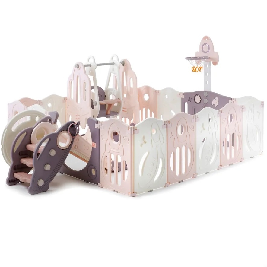 Фото Манеж Unix Kids Supreme Space 200x200 см с качелями - Rose