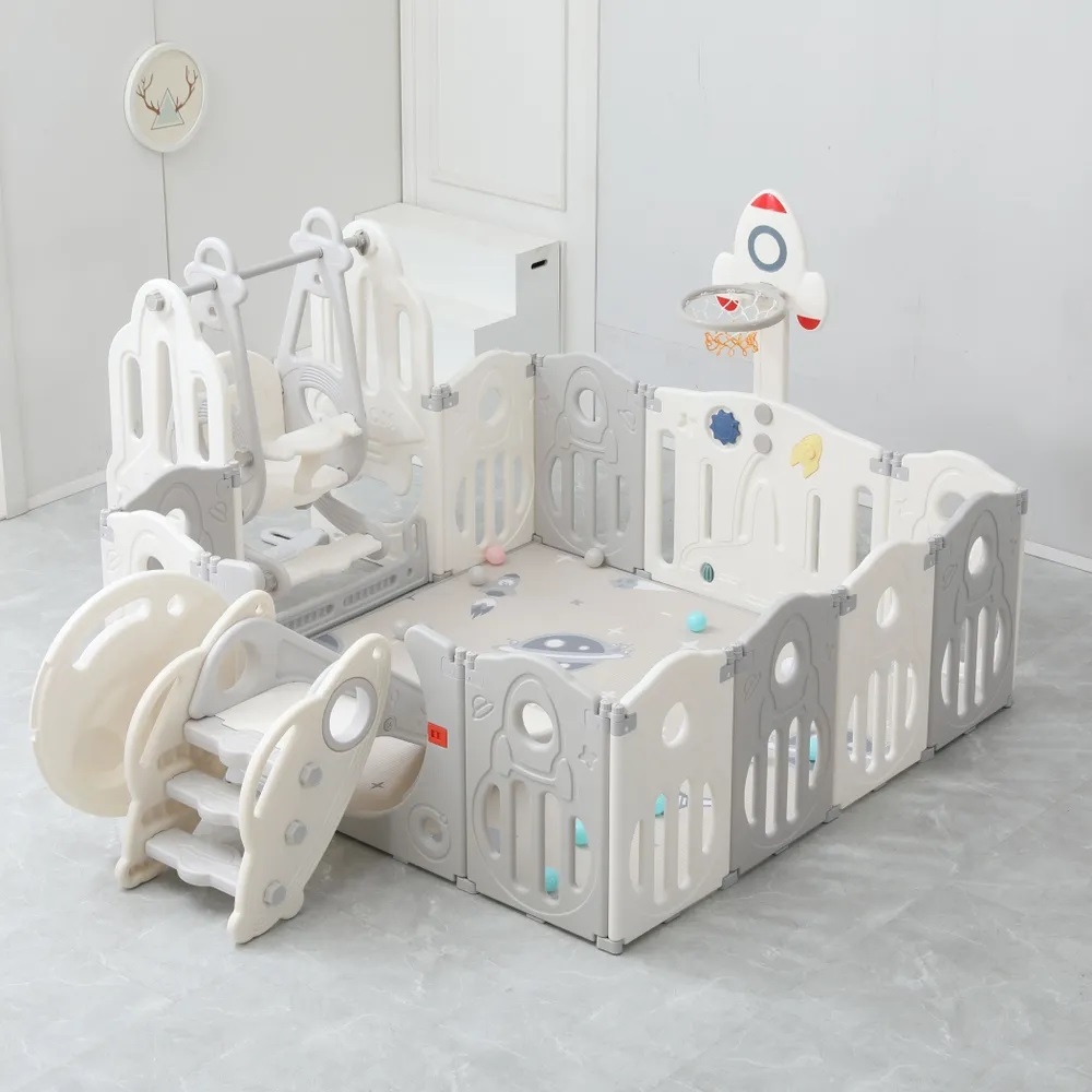 Фото Манеж Unix Kids Supreme Space 200x240 см с качелями - Grey