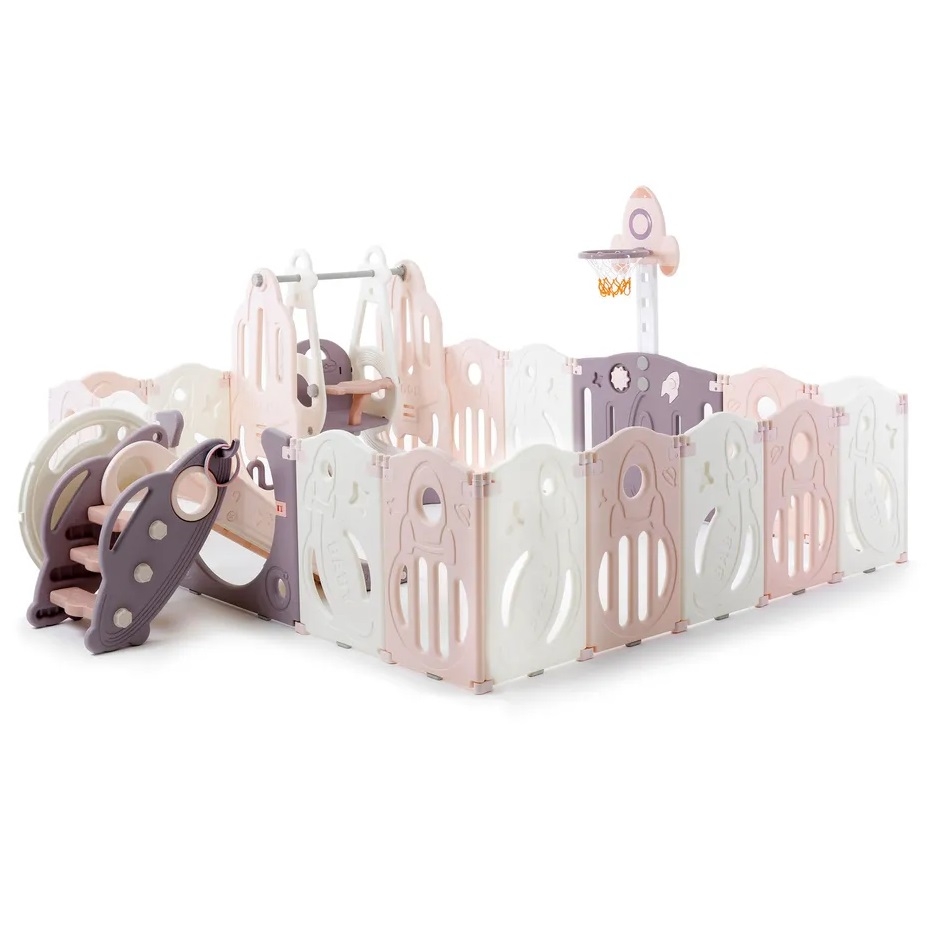 Фото Манеж Unix Kids Supreme Space 200x240 см с качелями - Rose