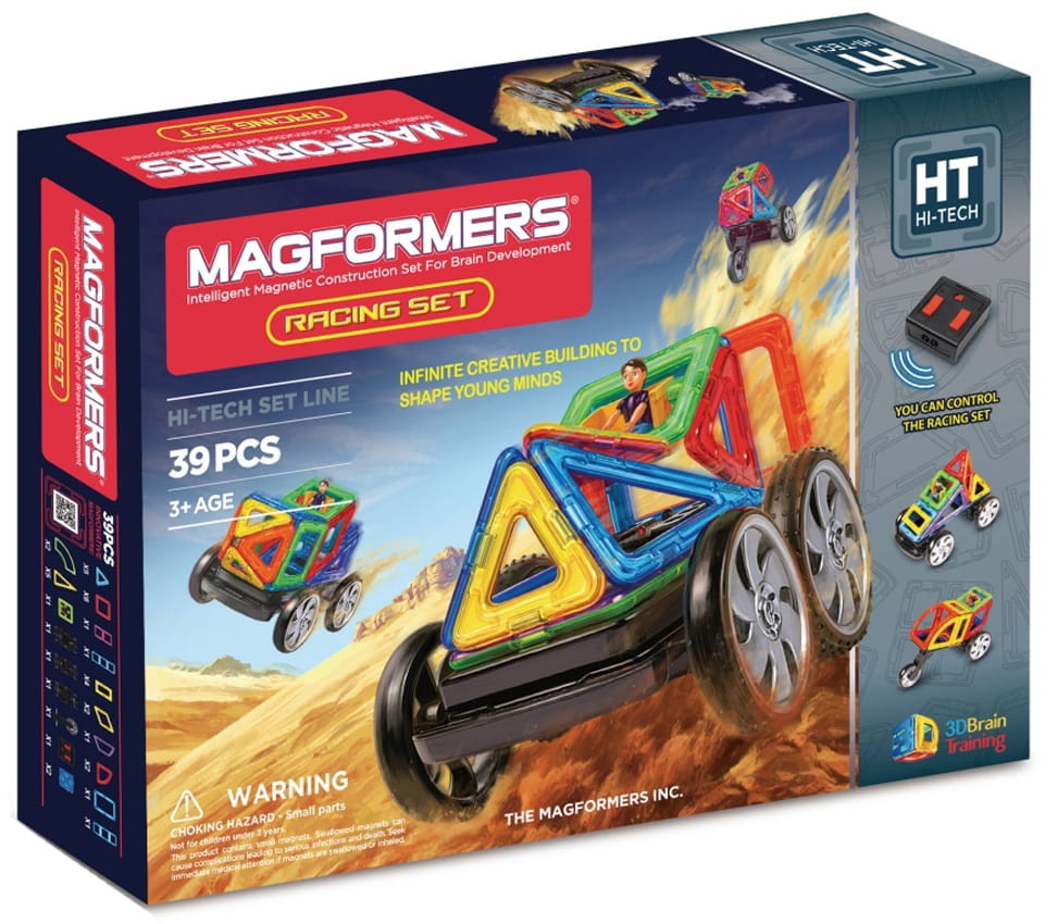 Магнитный конструктор MAGFORMERS Racing set - 39 деталей (с пультом управления)