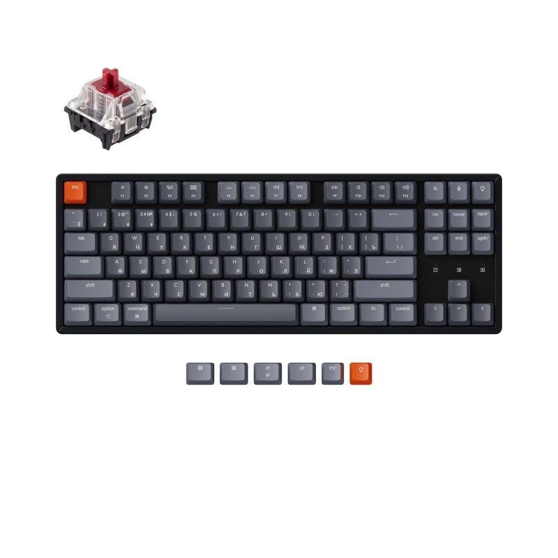 Фото Беспроводная клавиатура Keychron K8 TKL (RGB подсветка, Gateron Red Switch)