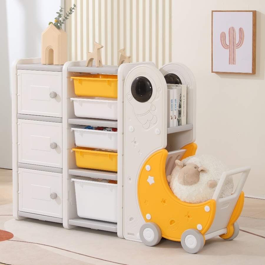 Фото Стеллаж для игрушек Unix Kids Moon 8 - 3 полки, 5 ящиков