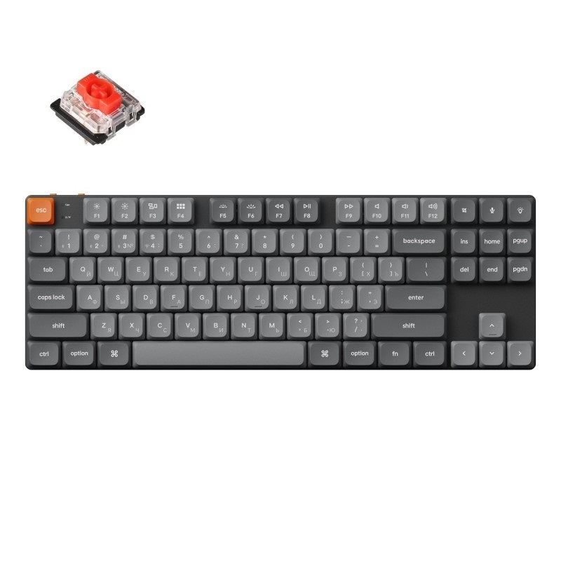 Фото Беспроводная механическая клавиатура QMK Keychron K1 Max (87 клавиш, White LED подсветка, Gateron Red Switch)
