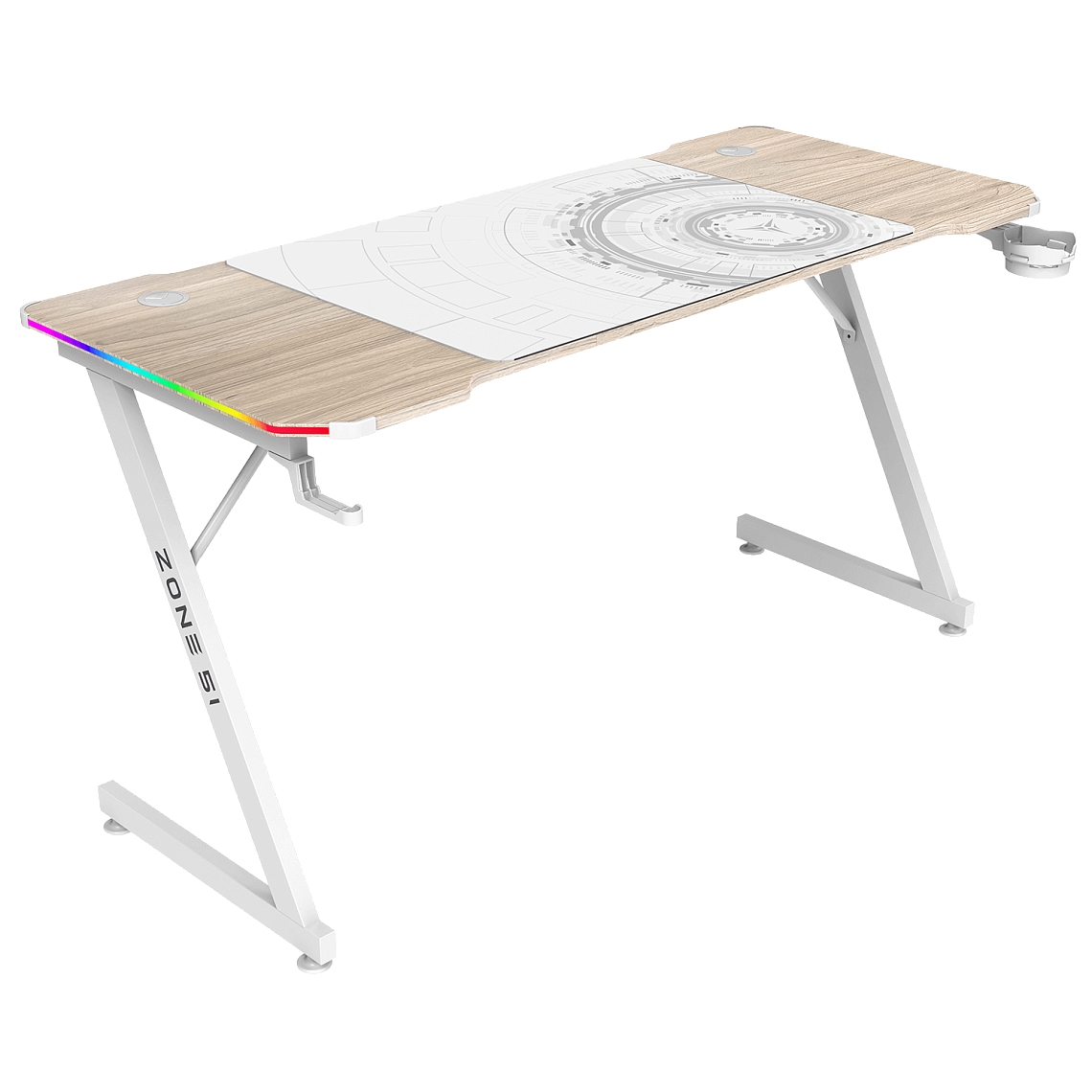 Фото Стол компьютерный Zone 51 Trine 140 RGB Wood-white