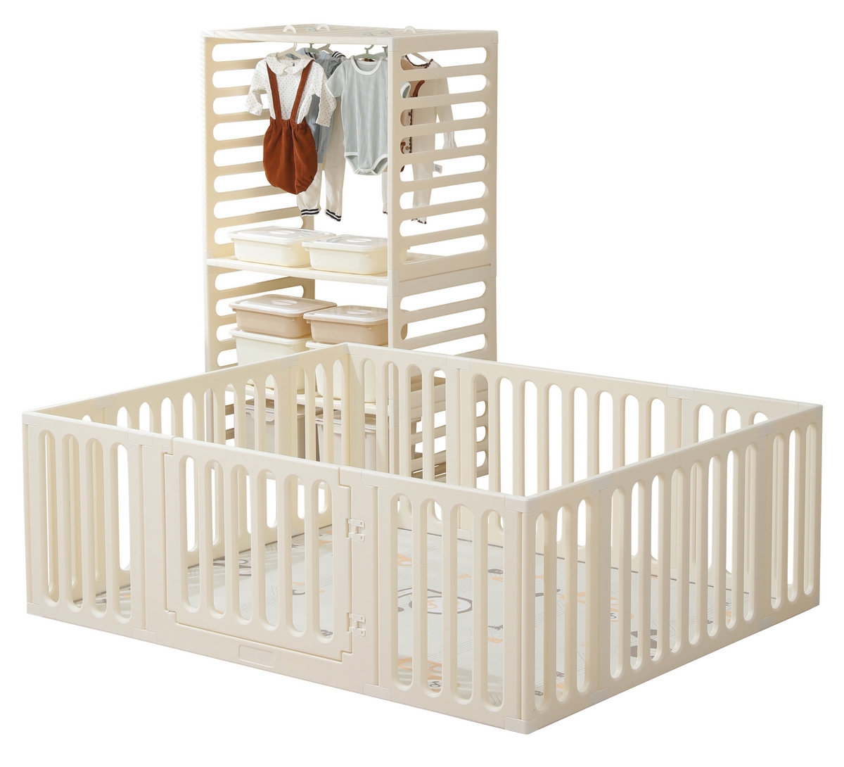 Фото Манеж-стеллаж Unix Kids 2 в 1 White