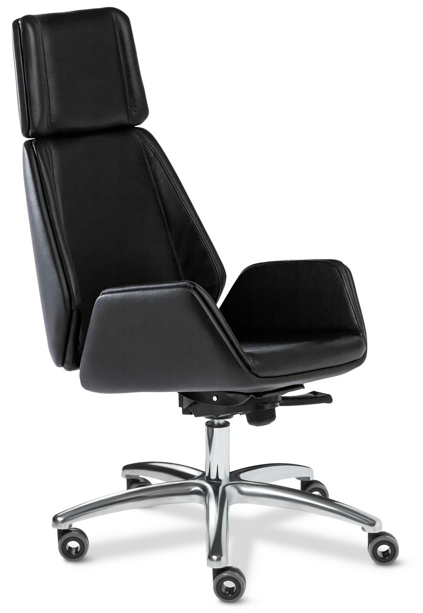 Фото Кресло руководителя Multi-Office Siena Chrome A с высокой спинкой (кожа черная, база Галактика)